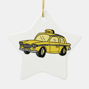 Yellow Taxi Cab Ceramic Tree Decoration