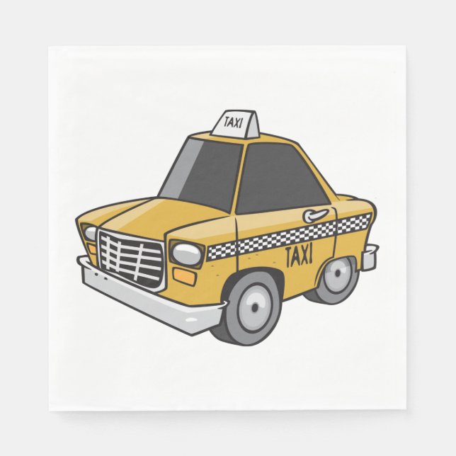 Yellow Taxi Cab City Transportation Napkin (Front)