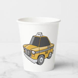 Yellow Taxi Cab City Transportation Paper Cups