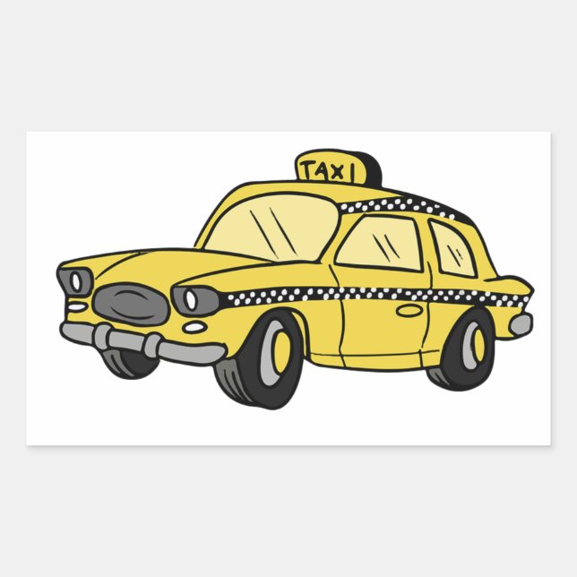 Yellow Taxi Cab Rectangular Sticker (Front)