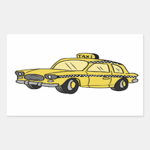 Yellow Taxi Cab Rectangular Sticker