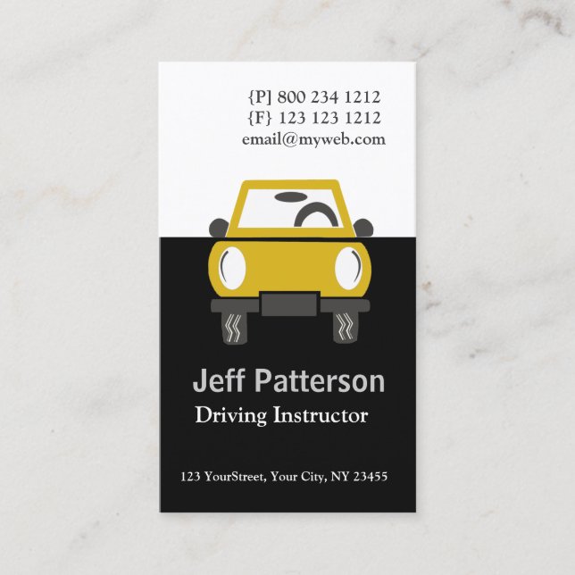 Yellow Taxi Car Automobile Illustration Business Card (Front)