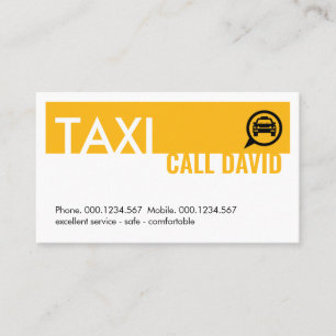 Yellow Taxi Car Chauffeur Service Business Card