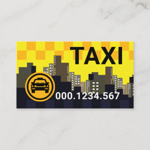 Yellow Taxi Check Box Skyline Cab Driver Business Card