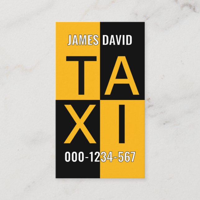 Yellow Taxi Checked Box Cab Driving Business Card (Front)