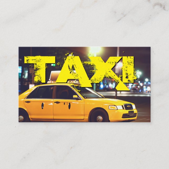 Yellow TAXI city lights taxi driver cabdriver car Business Card (Front)
