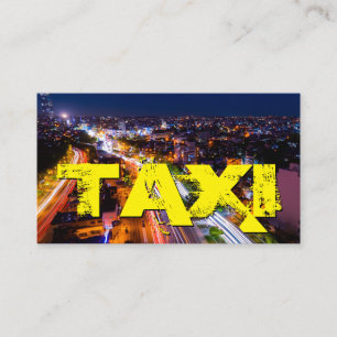 Yellow TAXI city neon lights taxi driver cabdriver Business Card