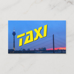 Yellow TAXI city skyline sun taxi driver cabdriver Business Card