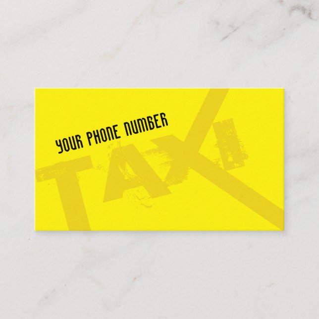 Yellow TAXI for professional taxi driver cabdriver Business Card (Front)
