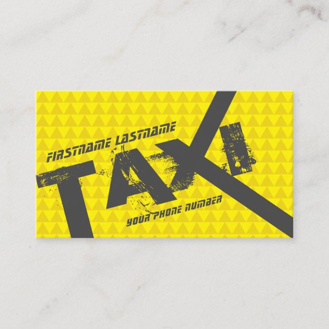 Yellow TAXI for professional taxi driver cabdriver Business Card (Front)