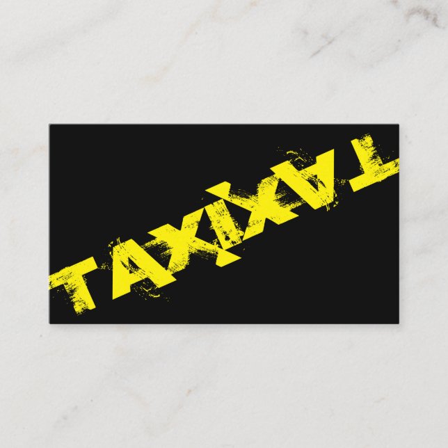 Yellow TAXI for professional taxi driver cabdriver Business Card (Front)