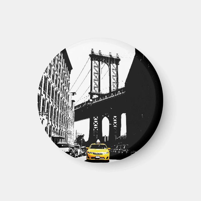 Yellow Taxi Nyc Brooklyn Bridge New York City Magnet (Front)