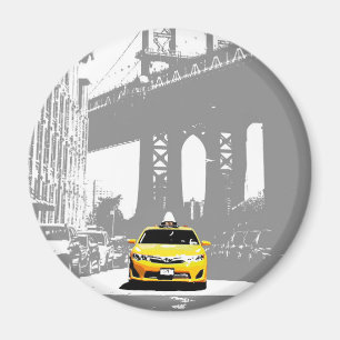 Yellow Taxi Nyc Brooklyn Bridge Ny New York City Magnet