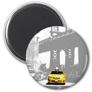 Yellow Taxi Nyc Brooklyn Bridge Ny New York City Magnet