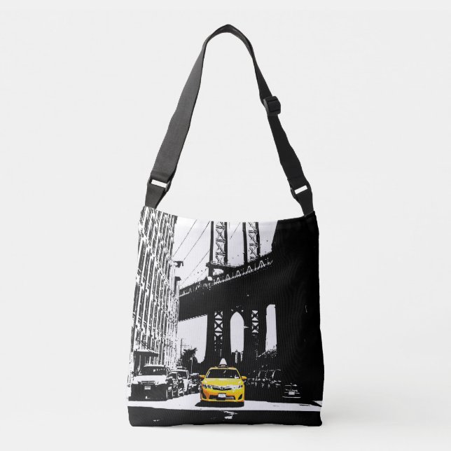 Yellow Taxi Nyc New York City Brooklyn Black Colou Crossbody Bag (Front)