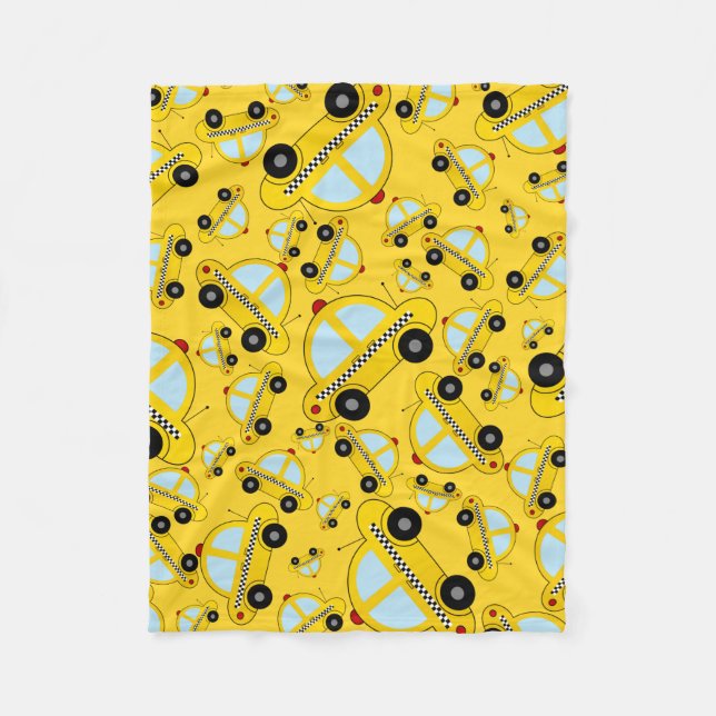 Yellow taxi pattern fleece blanket (Front)