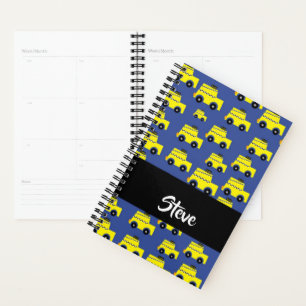 Yellow taxi pattern on blue planner