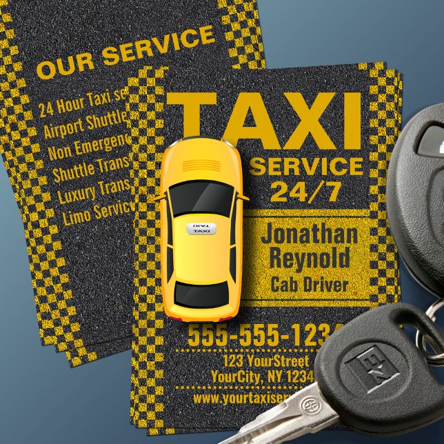 Yellow Taxi Service Cab Driver Business Card (Creator Uploaded)