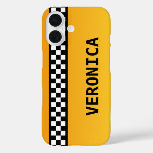 Yellow Taxi Stripe "Add Your Name" iPhone 16 Case