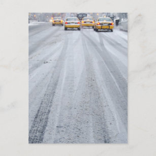 Yellow Taxis in Blizzard Postcard