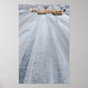 Yellow Taxis in Blizzard Poster