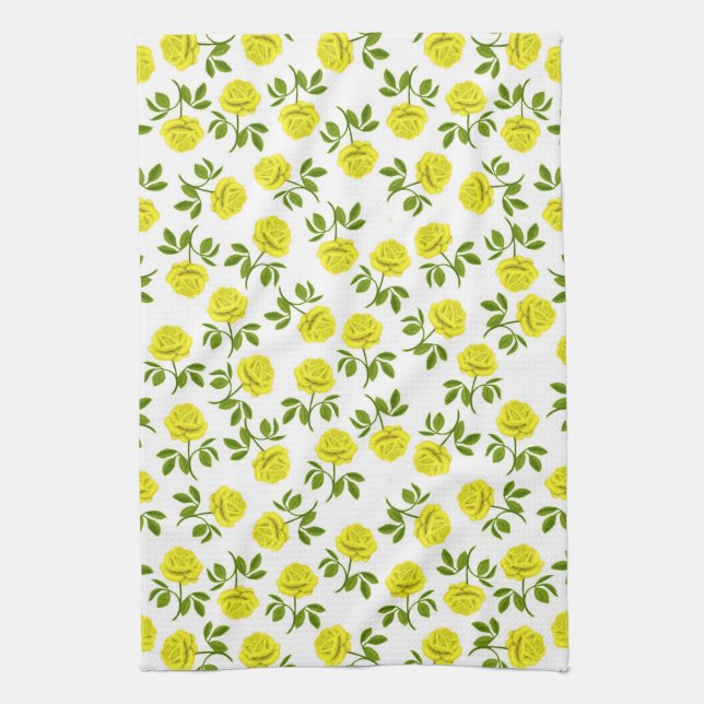 Yellow Tea Roses Kitchen Towel (Vertical)