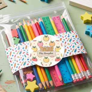 Yellow Teacher School Apple Pattern  Classic Round Sticker