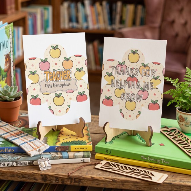 Yellow Teacher School Apple Pattern  Thank You Card (Creator Uploaded)