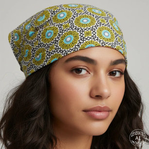 Yellow Teal Blue Moroccan Mosaic Tile Geometric Fabric