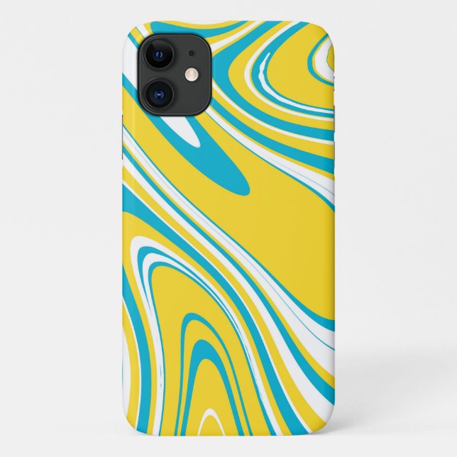 Yellow Teal Colours Marble Pattern Swirl Abstract Case-Mate iPhone Case (Back)