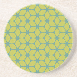 Yellow/Teal Geometric Flower Coaster
