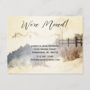 Yellow Teal Rustic Watercolor We Have Moved Announcement Postcard