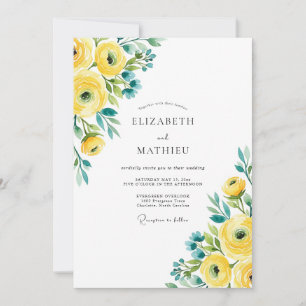 Yellow Teal Vivid Spring Wedding Invitation