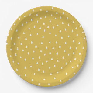 Yellow teardrop raindrop Party Paper Plate