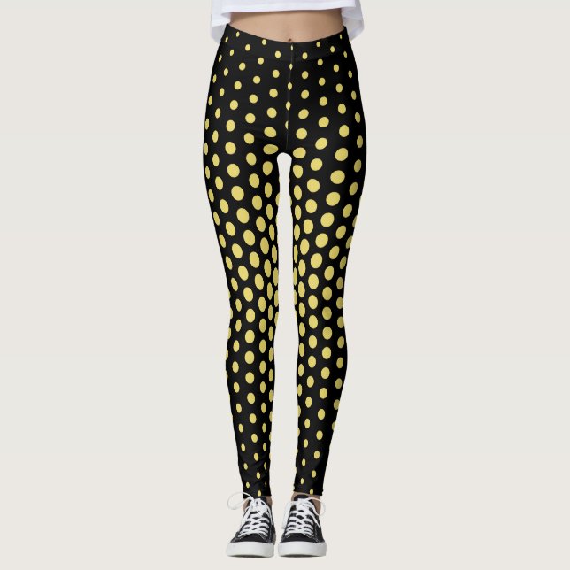 Yellow Techno Dot Pattern Leggings (Front)