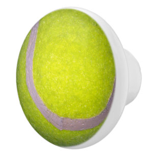 Yellow Tennis Ball, Ceramic Draw Knob. Knob