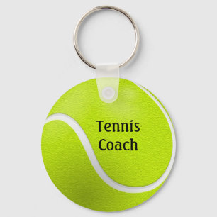 Yellow Tennis Ball Coach Name  Key Ring