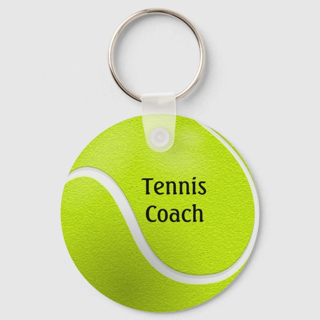 Yellow Tennis Ball Coach Name  Key Ring (Front)