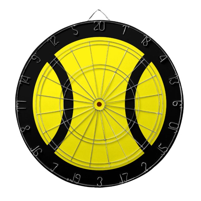 Yellow tennis ball custom dartboard (Front)