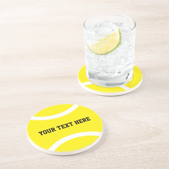 Yellow tennis ball custom round sandstone coasters (Side)
