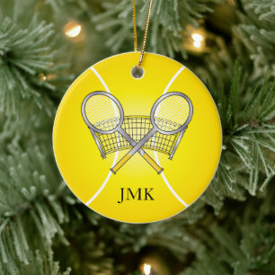Yellow Tennis Ball   DIY Name Ceramic Ornament