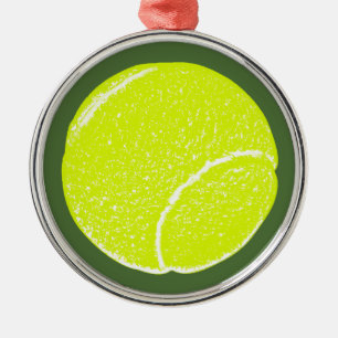 yellow tennis ball metal ornament