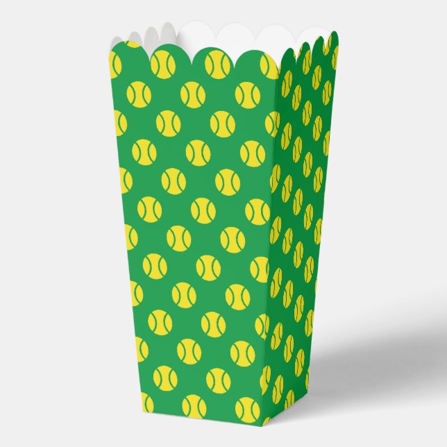 Yellow tennis ball print Birthday party popcorn Favour Box (Front)