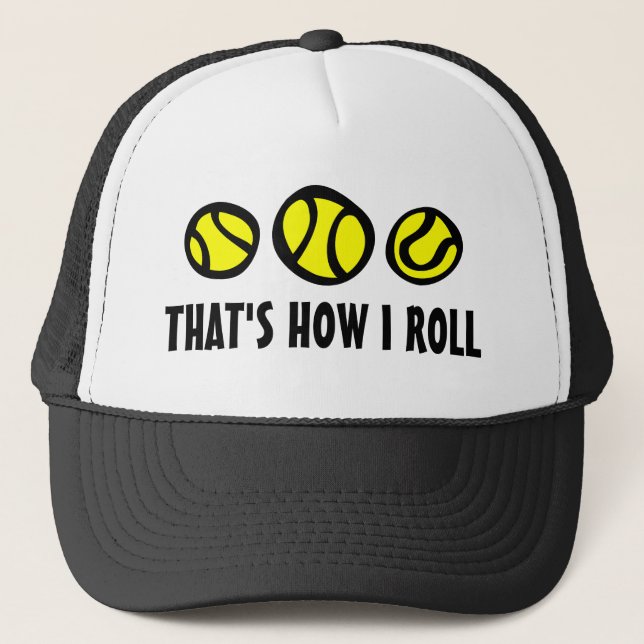 Yellow tennis ball trucker hat | That's how i roll (Front)