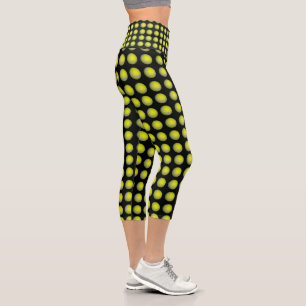 Yellow Tennis Balls, High Waist Capris Leggings