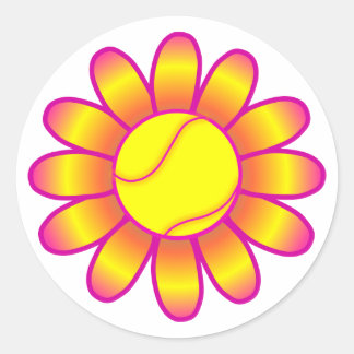 Yellow Tennis Girl Classic Round Sticker