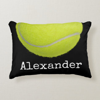 Yellow Tennisball Sports Team Personalised Black Decorative Cushion