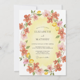 Yellow Terracotta Lemon Eucalyptus Wedding Invitation