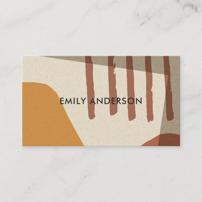 YELLOW TERRACOTTA MODERN RUSTIC ABSTRACT ARTISTIC BUSINESS CARD (Front)