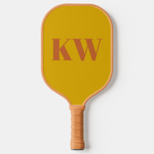 Yellow Terracotta Monogram Initials Personalised Pickleball Paddle